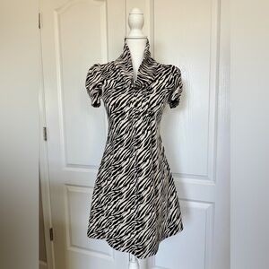 Calvin Klein Black and Cream Zebra Mini Dress